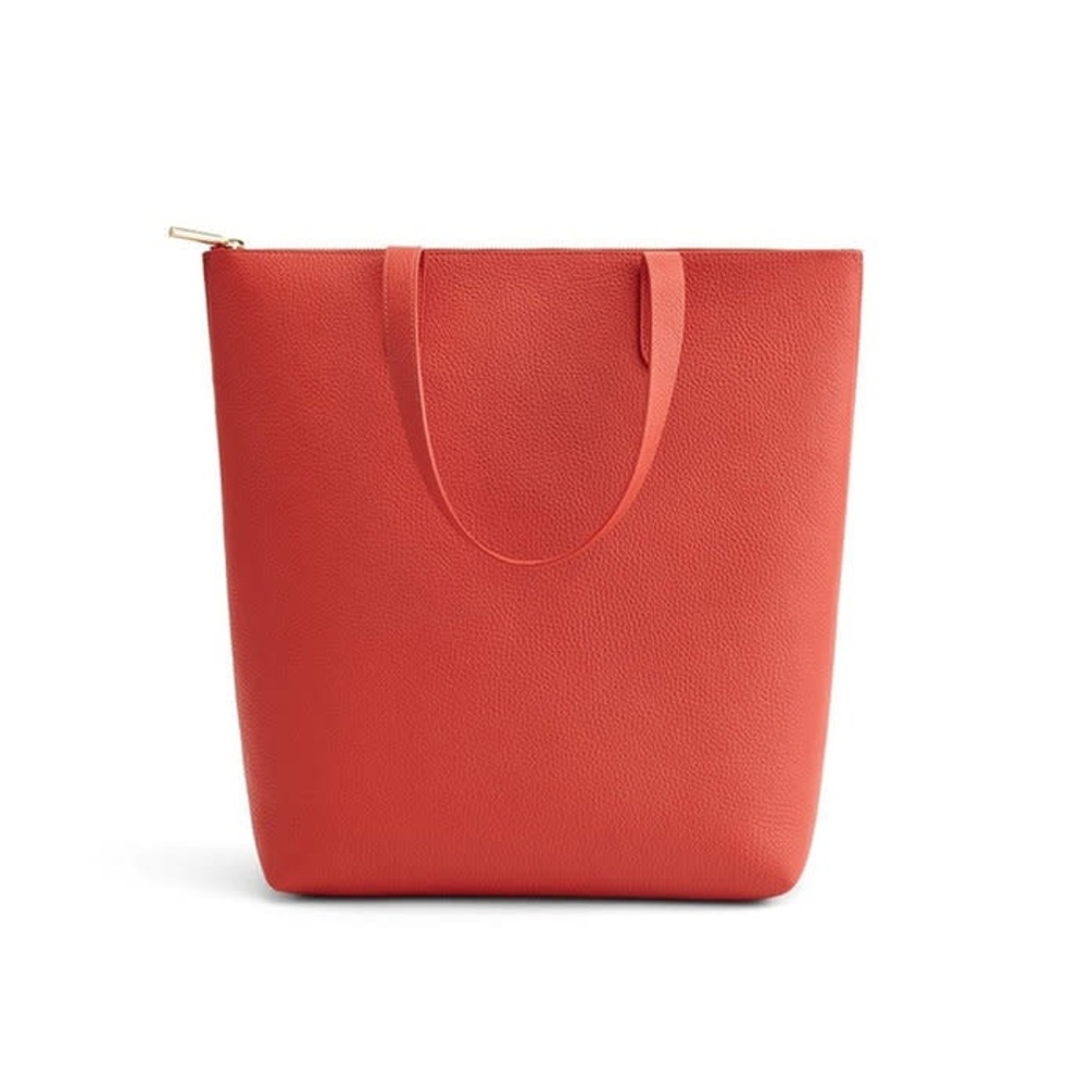 Cuyana Tall Zipper Tote, blood orange
